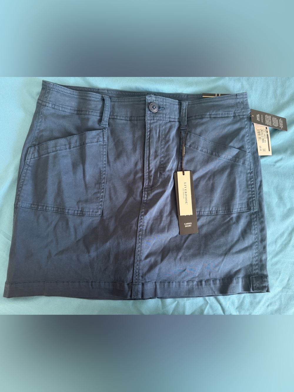 Liverpool Navy Blue Utility Pocket Mini Skirt